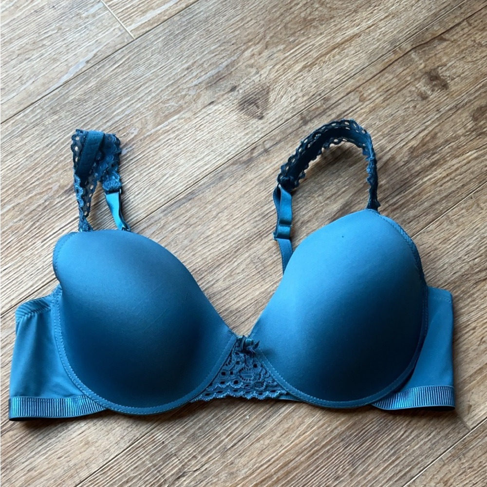 Women's Lace Trim Bra - Blue